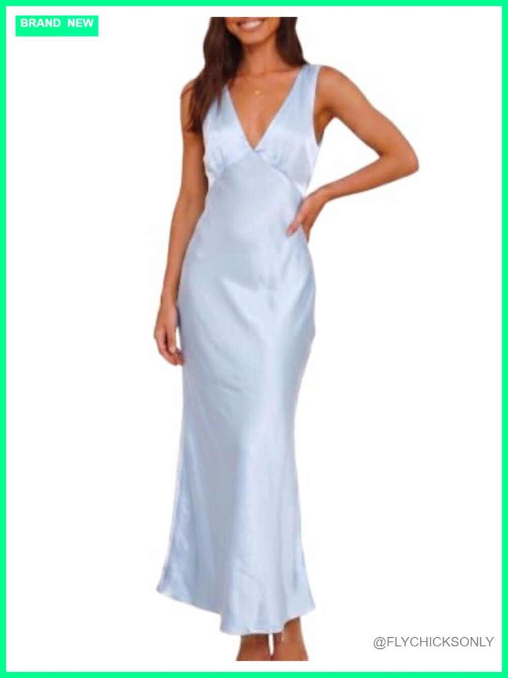 Satin Formal V Neck Maxi Dress Sleeveless Cocktail Wedding Guest